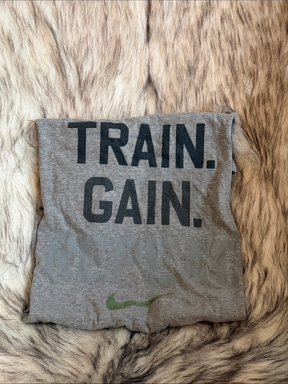 Nike Gray Athletic Tee with White Logo Print